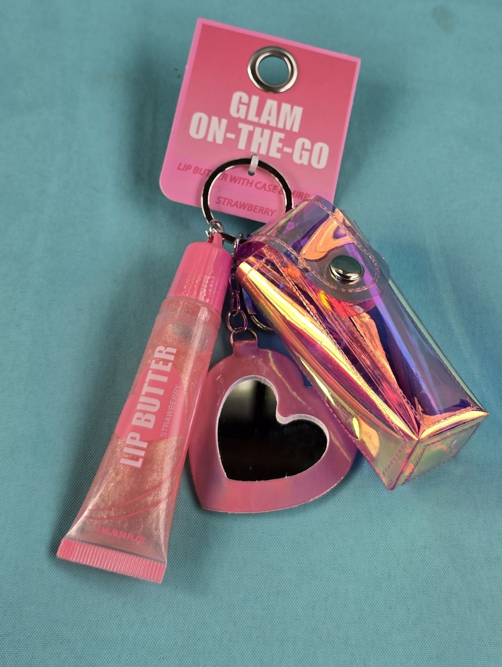 Watermelon Lip Butter Keychain Set - Pink & Holographic - Picture 4 of 4